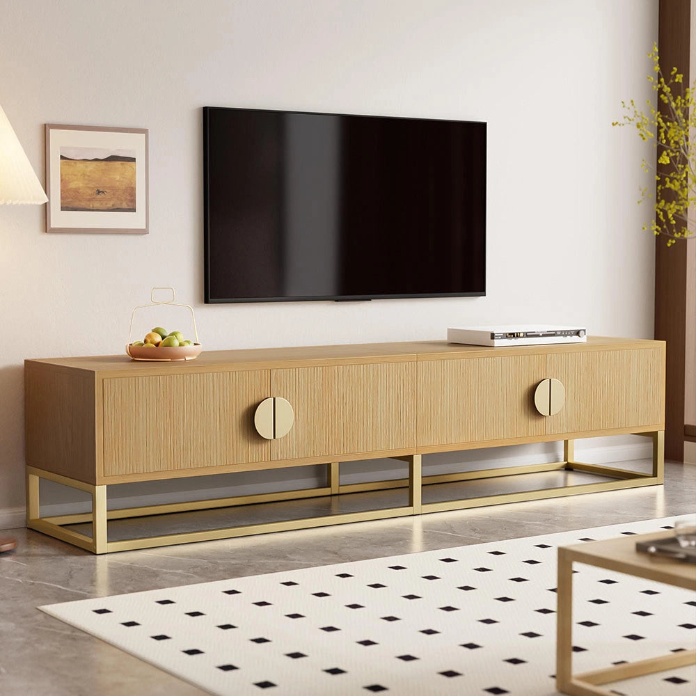 Mobile TV 4 porte - Xylo - 180cm venature legno maniglie semicircolari