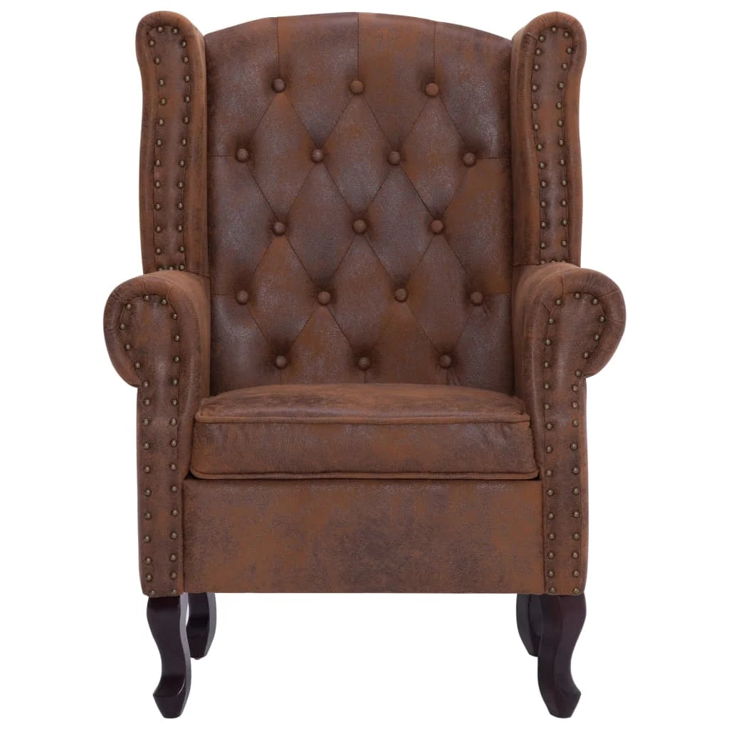 Poltrona Chesterfield poltrona lounge poltrona club divano lounge pelle scamosciata sintetica marrone 1102228/3