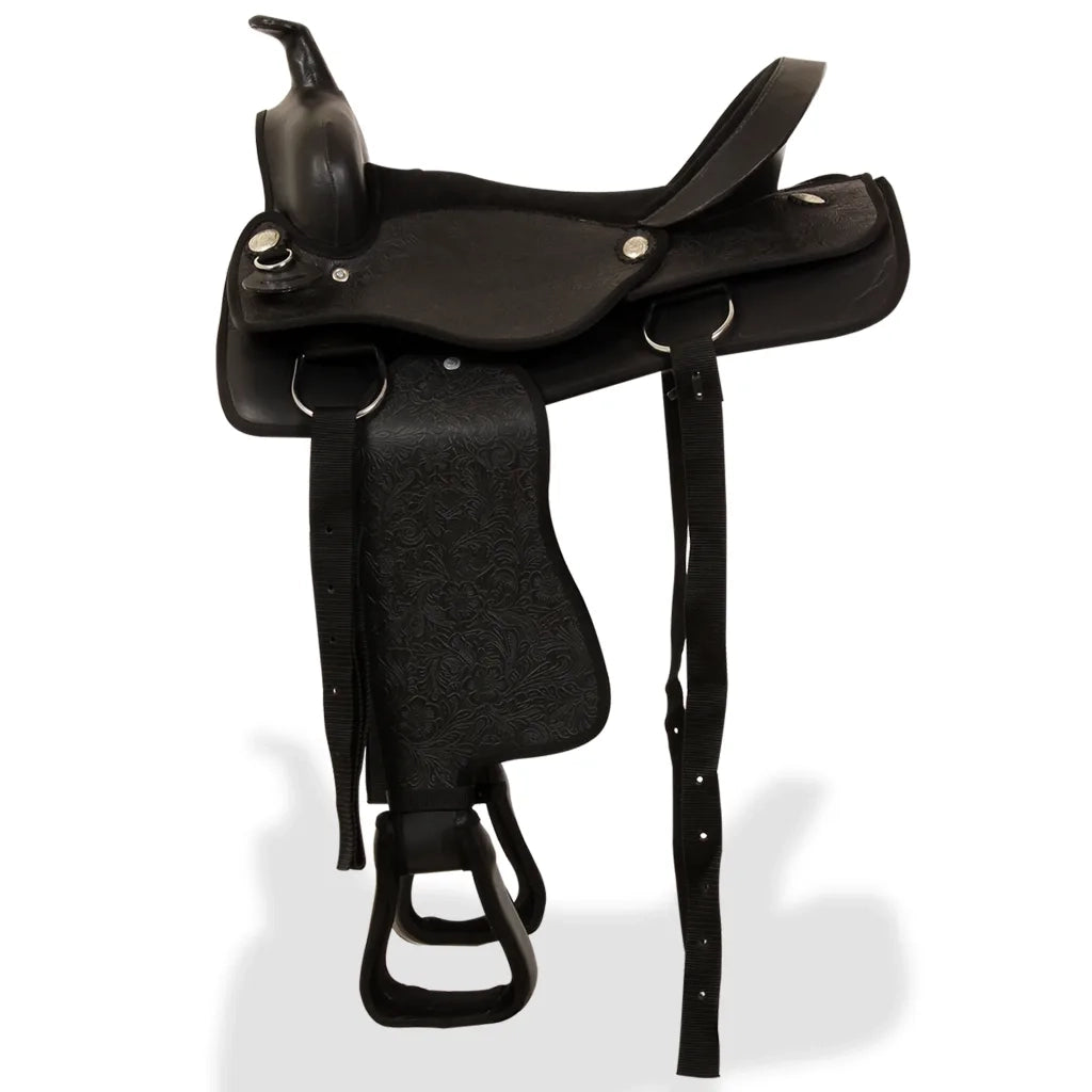 Sella Western Testiera e Pettorale in Vera Pelle 17" Nero 91354