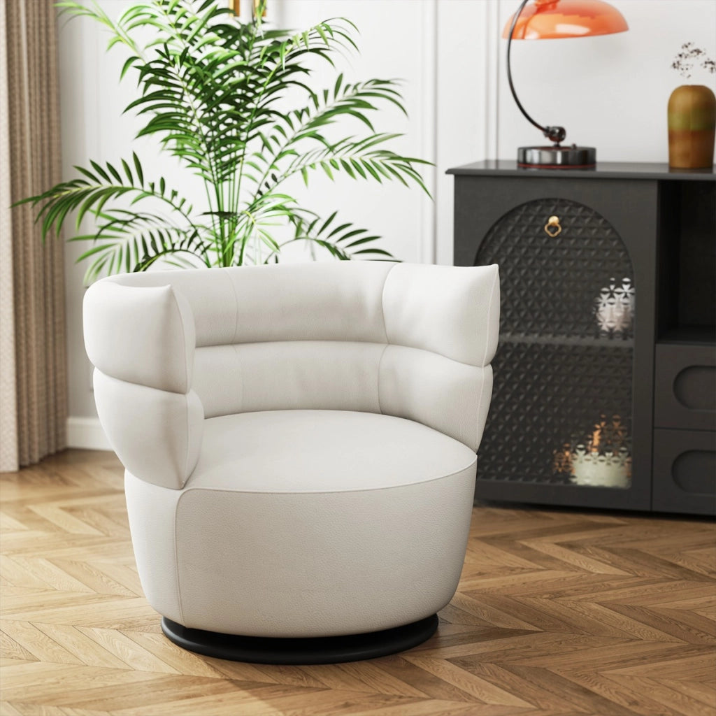 Poltrona girevole in pelle ROYAL 2359, Poltrona ergonomica design moderno con base rotante-Divani