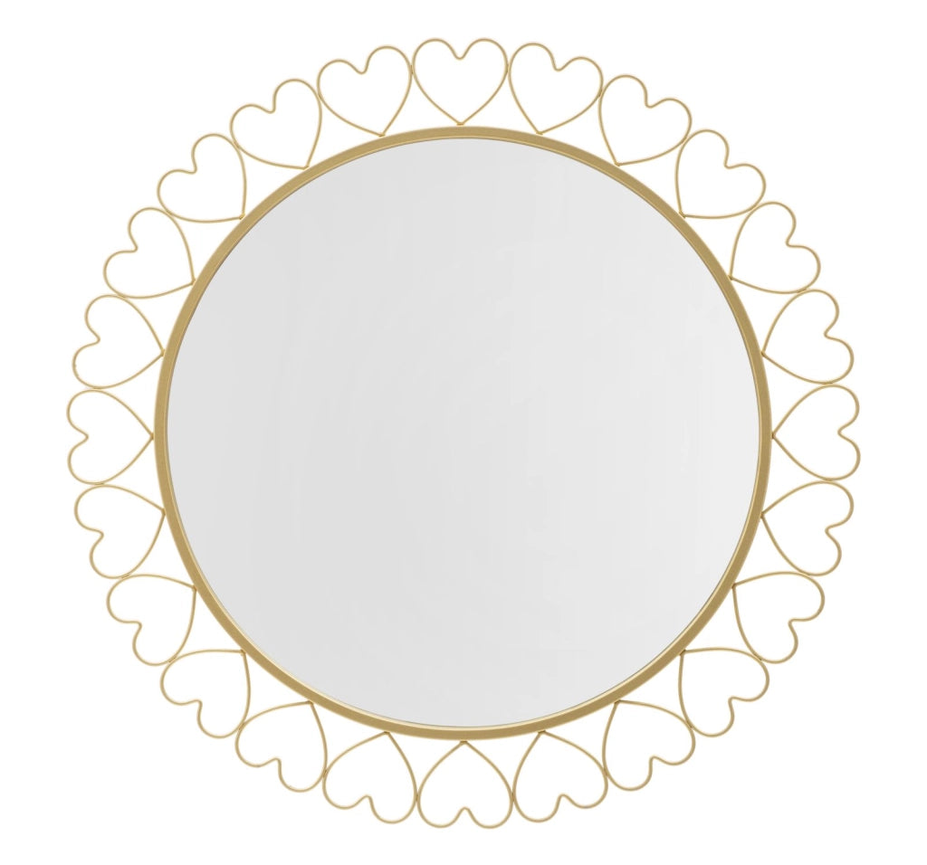 Specchio Hearts 80x2,5x80 cm in Ferro e MDF e Specchio Oro