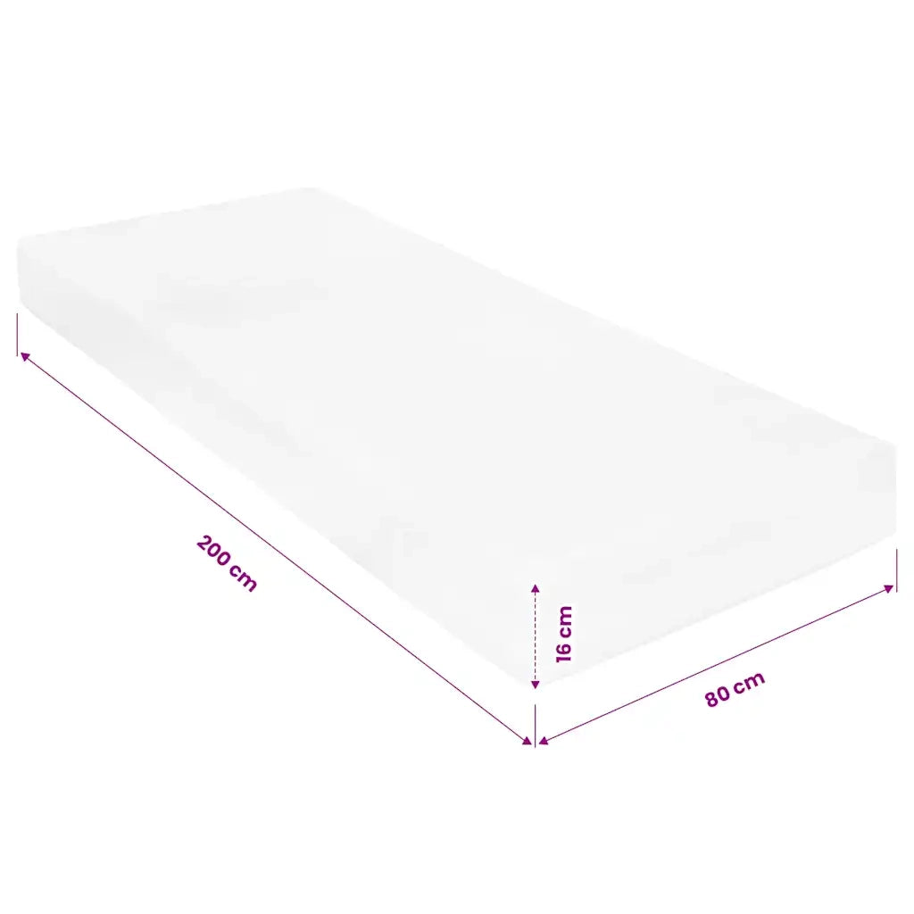 Materasso 80x200 cm 7 Zone Schiuma di Poliuretano 16 cm H2 H3 282796
