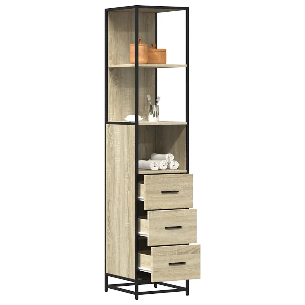 Armadietto Bagno Rovere Sonoma 35x37,5x166 cm Legno Multistrato