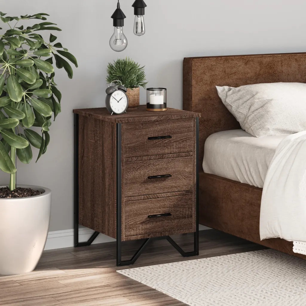 vidaXL Comodino Rovere Marrone 40x41x60 cm in Legno Multistrato