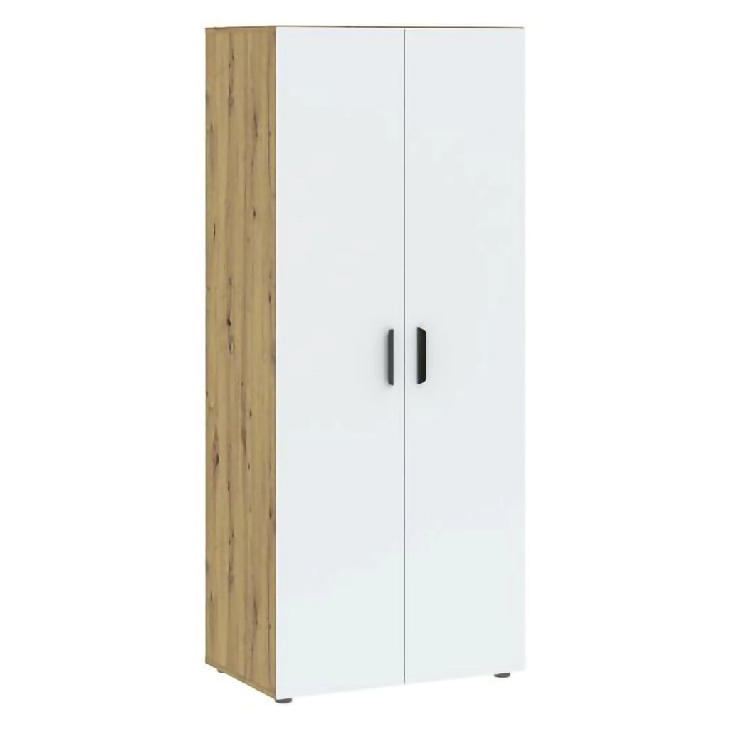 Armadio Camera da Letto Malvito, Guardaroba 2 Ante un Ripiano, 74x179h cm Marrone Rovere