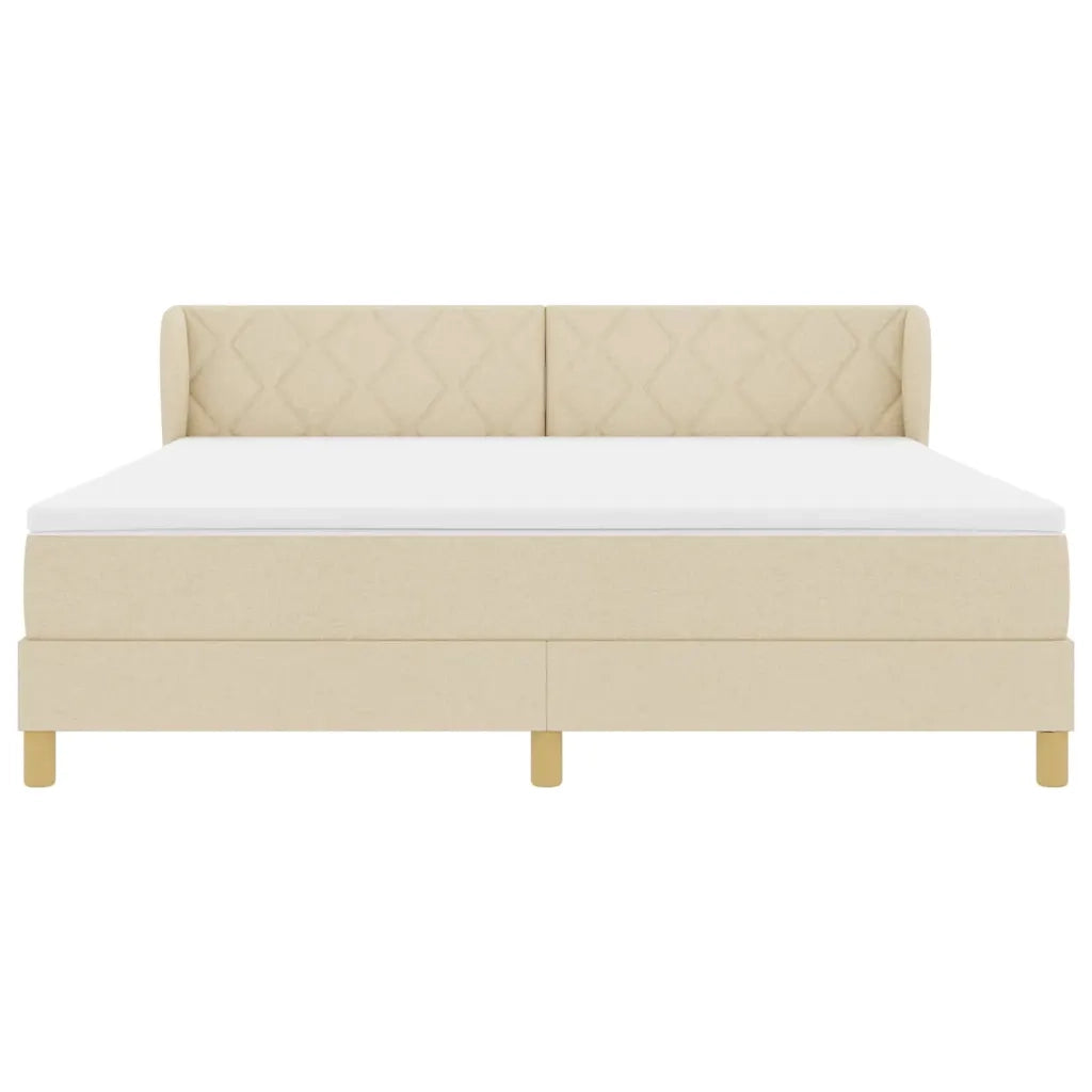 Letto a molle con testiera Crema 180 x 200 cm Tessuto 3340295