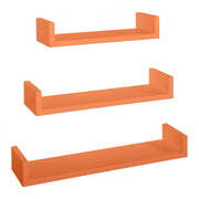 Set di 3 Mensole da Muro, Mensole Muro Design, Mensola da Parete, Arancione, 60x8 p15,5 cm, 50x8 p15,5 cm e 40x8 p15,5 cm - Calamita