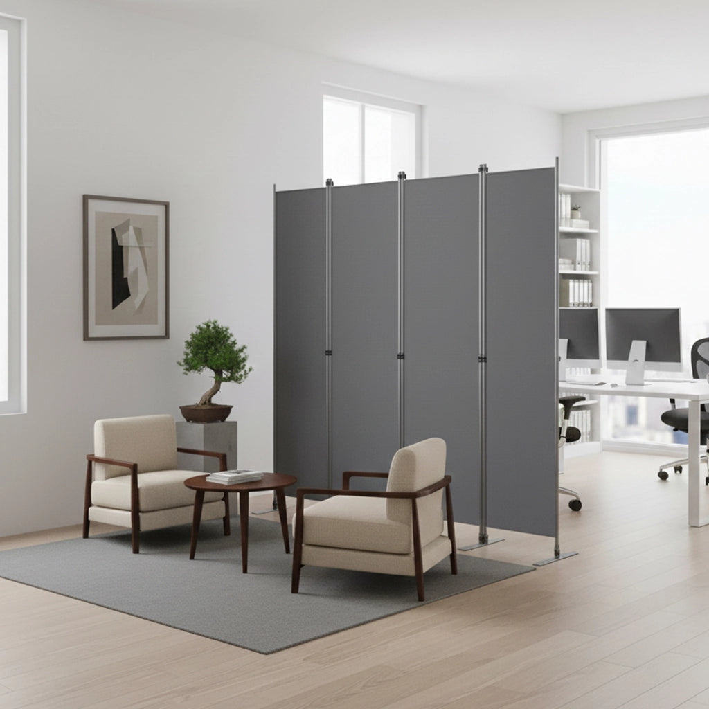Divisorio Paravento 4 Pannelli ¨C MINIMAL ¨C Grigio, 204x180 cm