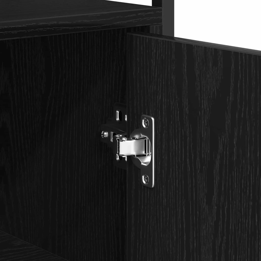 Credenza | Madia | Buffet da pranzo | Armadio da pranzo Rovere Nero 70 x 30 x 80 cm Legno multistrato