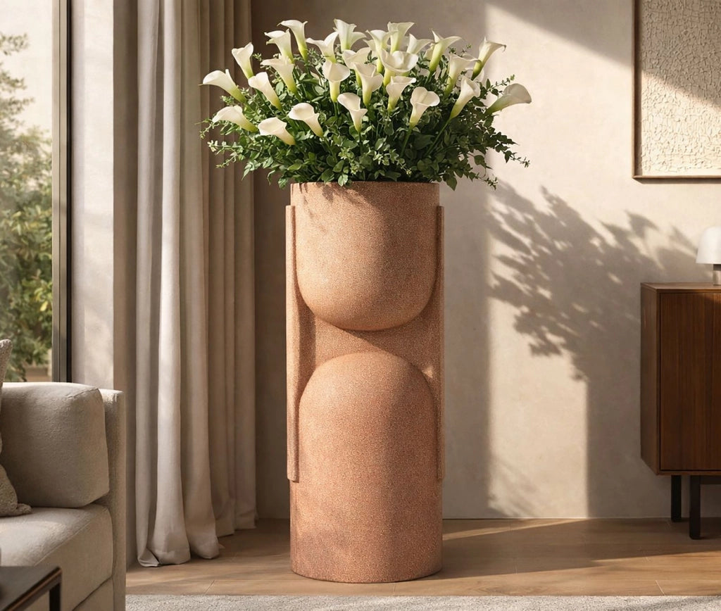 Porta Vaso da Esterno Nui 38x36x91 cm in Resina Rosso
