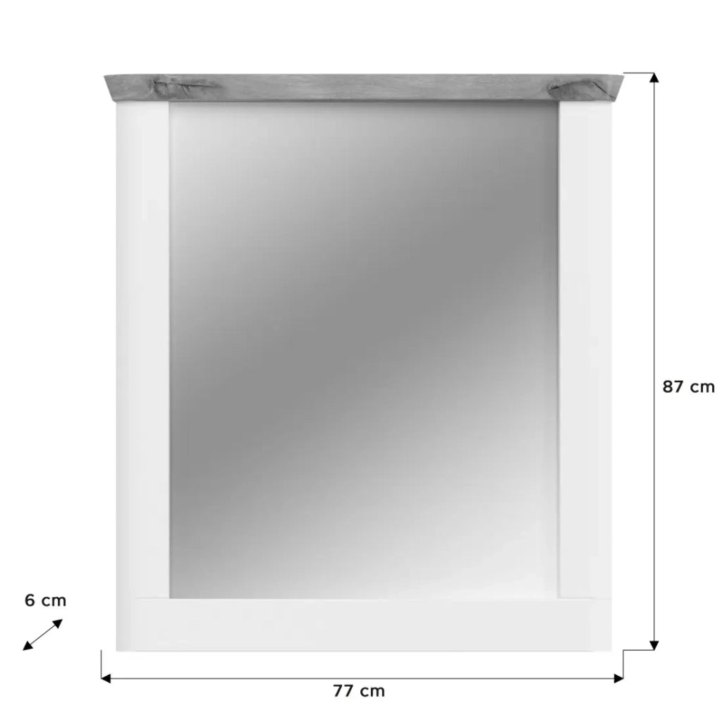 Specchio CAMPAGNA bianco e quercia – 77x87 cm, stile campagna