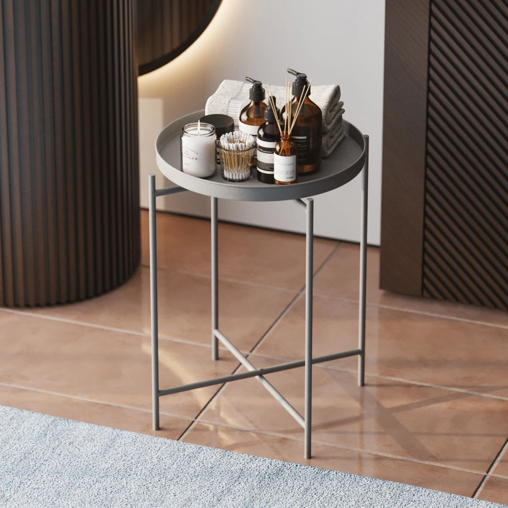 Tavolino in metallo "Sheby" 46 x 46 x 56 cm - Grigio