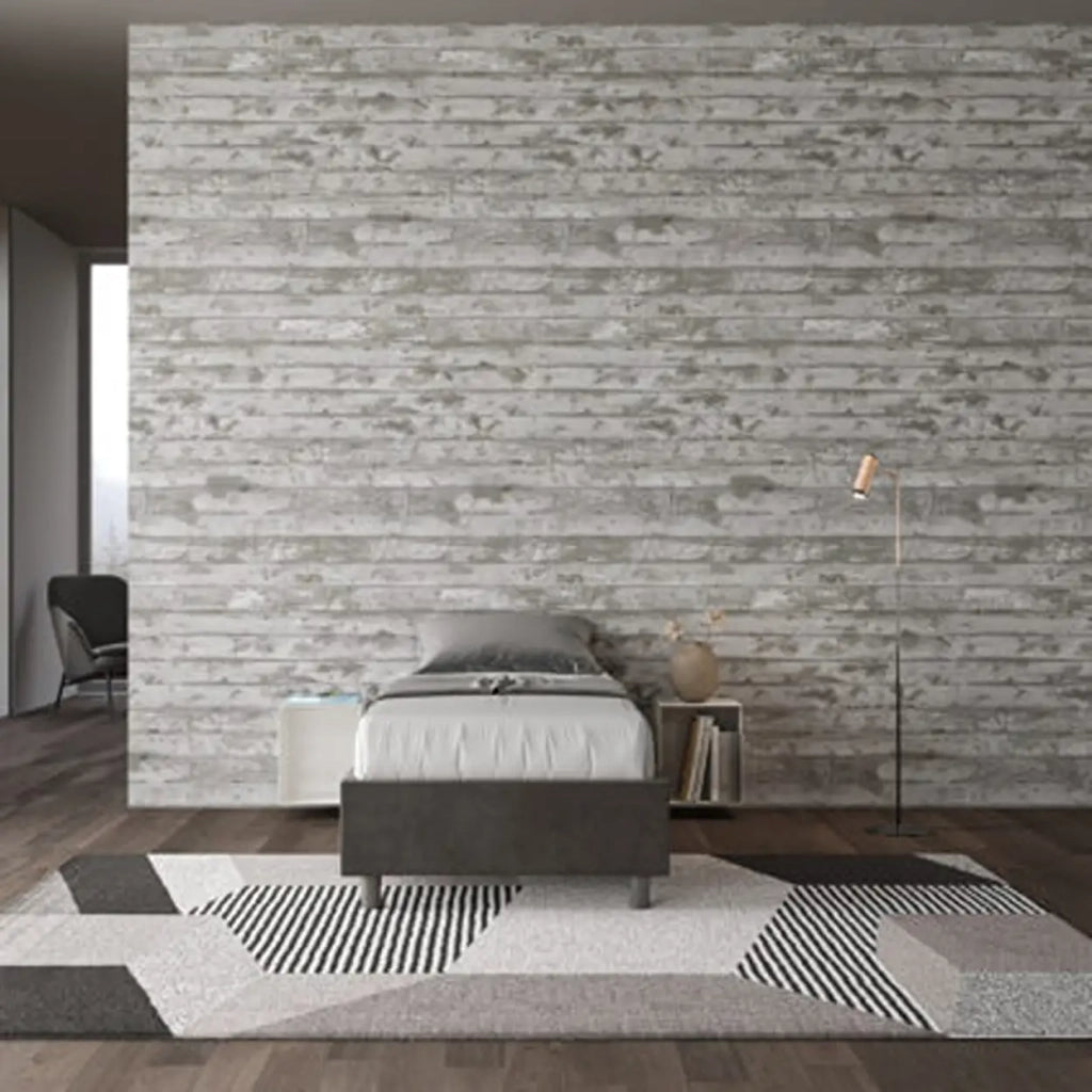 Letto singolo senza rete imbottito 80x190 microfibra grigio Azelia