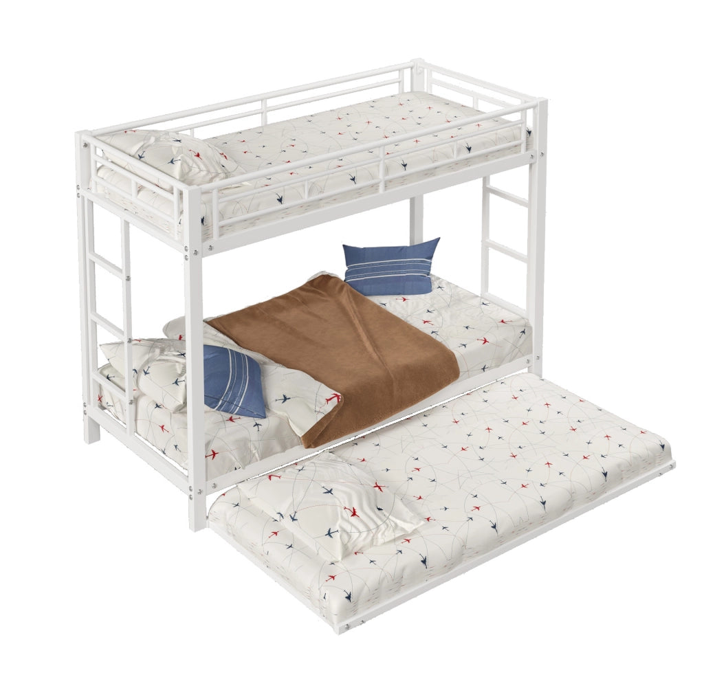 Letto a castello 90x200 cm in metallo bianco con letto estraibile