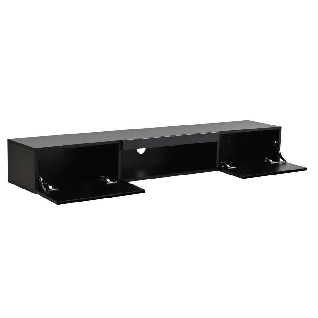 Mobile TV sospeso 160 x 31 x 22 cm con LED; 2 ante e finitura nera lucida