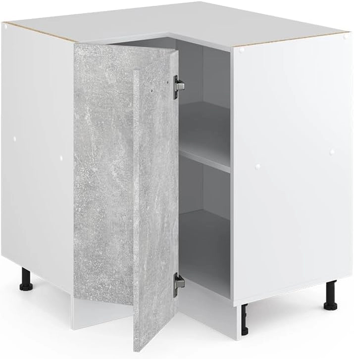 Mobile ad angolo cucina R-Line, Calcestruzzo, 75.6 cm, PL Marmo, per la libera combinazione all'interno di sistemi cucina modulari