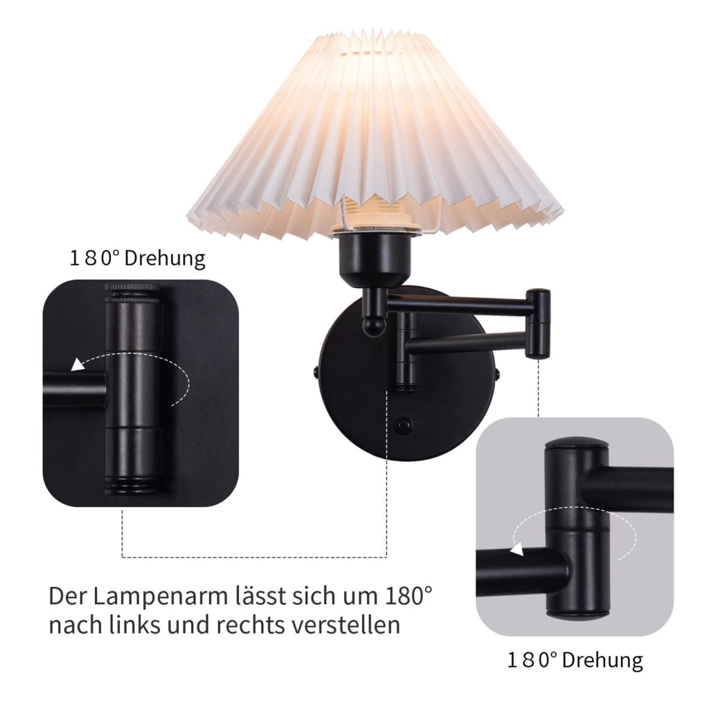 ZMH Applique da parete per interni in tessuto bianco E27 con paralume retrò per scala della camera da letto