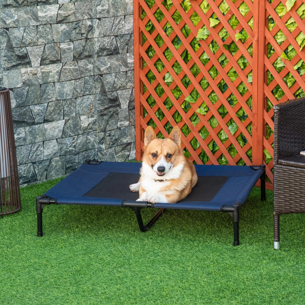 Brandina per Cani Rialzato con 600D Tessuto a Rete, Lettino per Cani Grandi da Viaggio con Peso fino a 30 kg, 91.5x76.2x18 cm, Blu