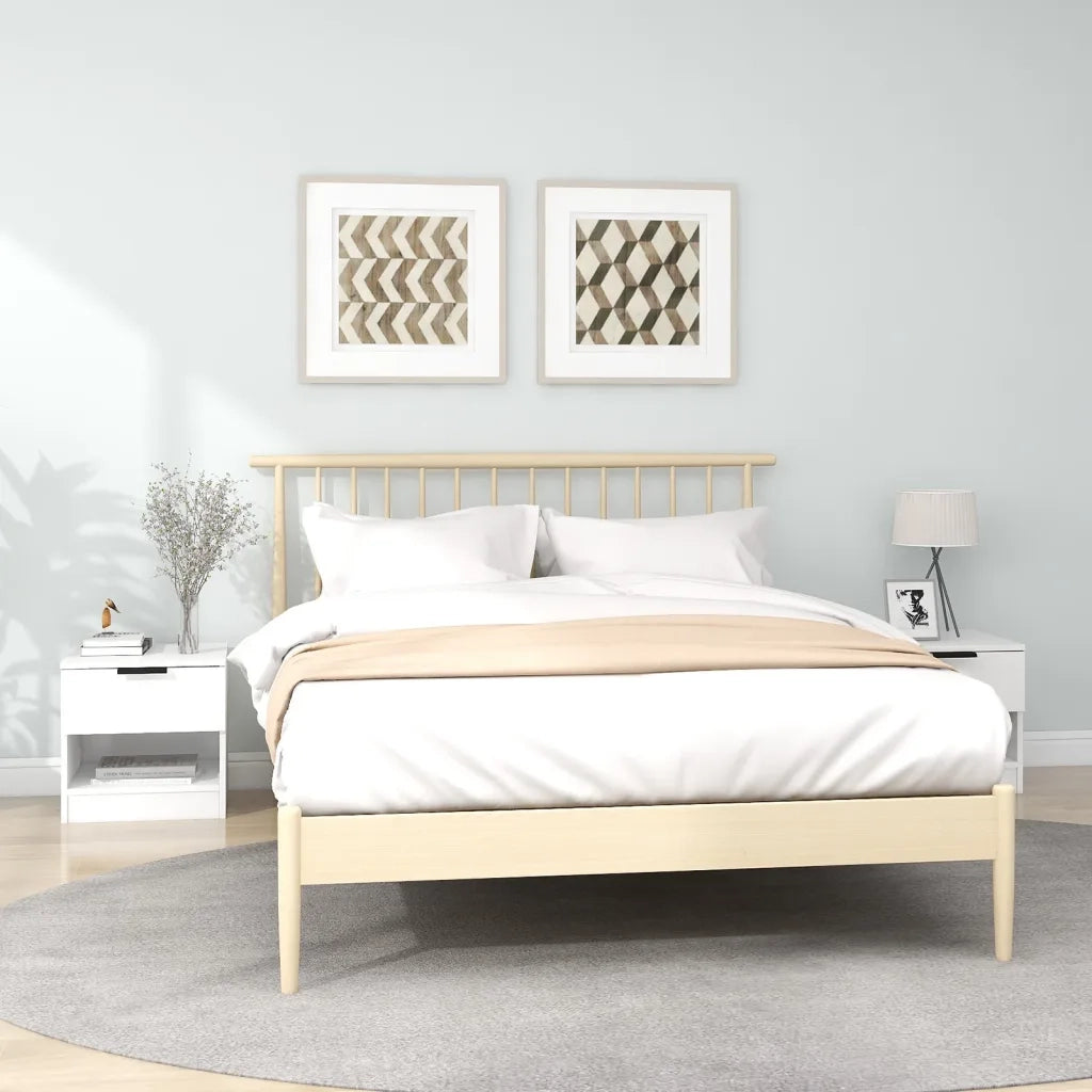 Comodini 2 pz-Set di 2 Tavolino da notte Bianchi in Legno Multistrato 194430