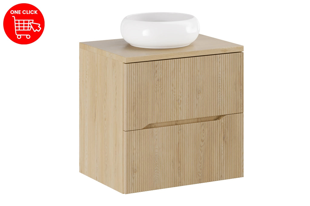 Set mobili bagno 60 cm con piano e lavabo da appoggio Wiki Nordic Cremona 60 cm
