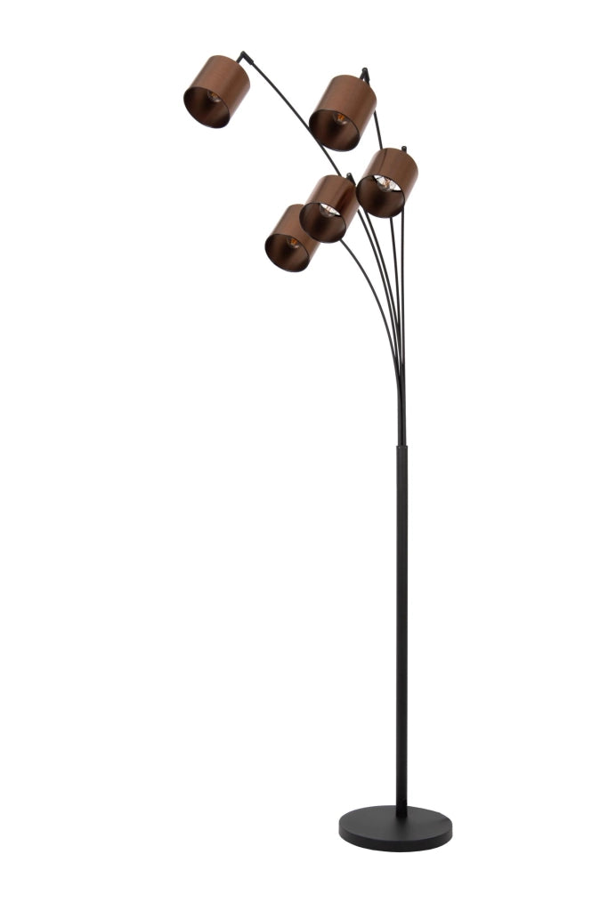 Lampada da terra industriale 5xE27 nero rame RANKOS Lucide