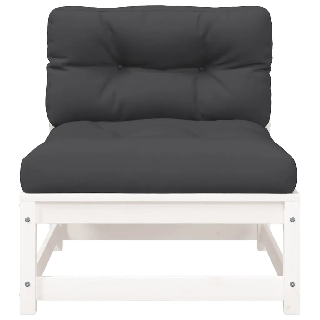 Divani Giardino Senza Braccioli con Cuscini 2 pz-Sofa da giardino-Divano da esterno Pino Bianco
