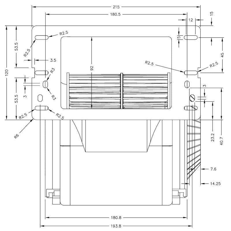 Ricambistufeapellet Motore Ventilatore centrifugo GT500CE01-W935050011 Stufa a Pellet - 210mm, Bocchetta: 160x92 1-100W