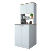 Armadio multiuso grande Marty, Mobile multifunzionale, Mobiletto scarpiera, Guardaroba porta scarpe, 70x73h184 cm, Bianco e Noce