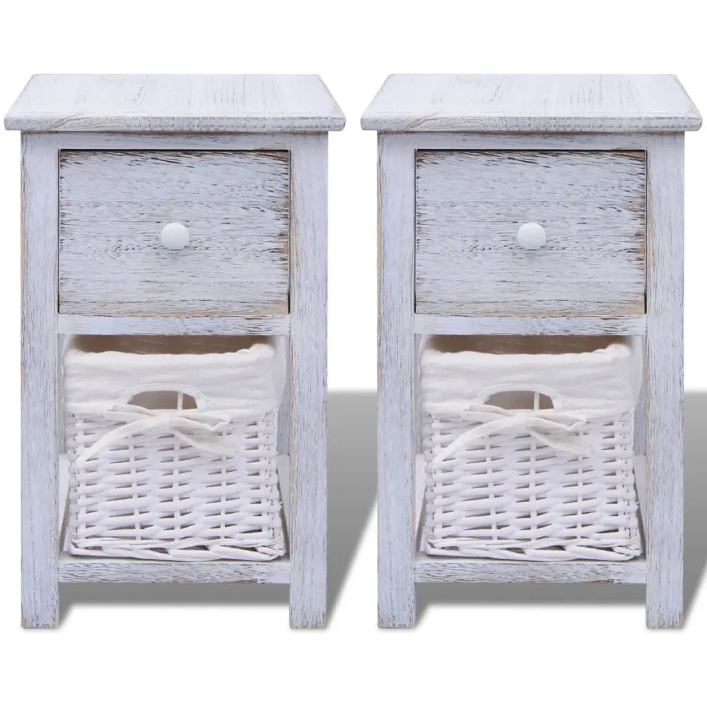 Comodino da Notte Set 2 pz in Legno Bianco  cod mxl 31235