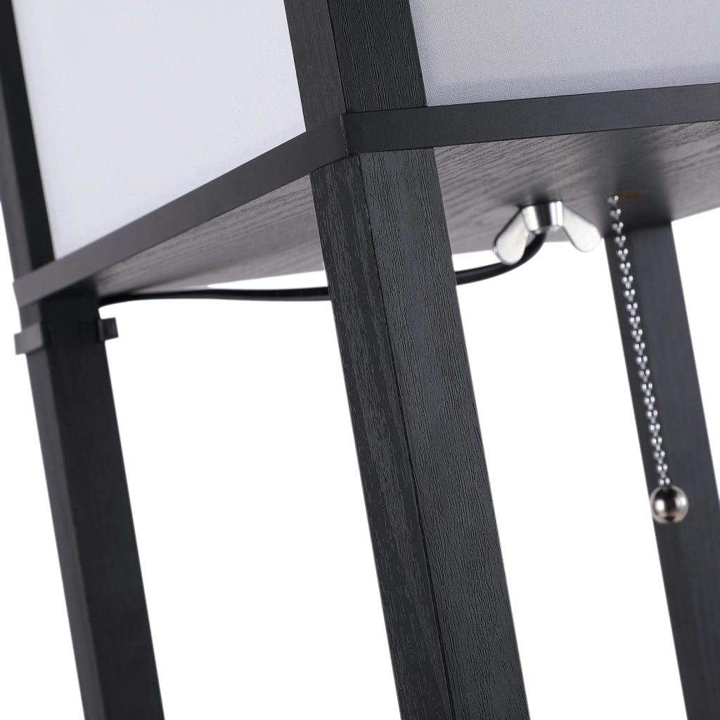 Scaffale Soggiorno in MDF con Lampada 40W Nero Bianco 26x26x160 cm