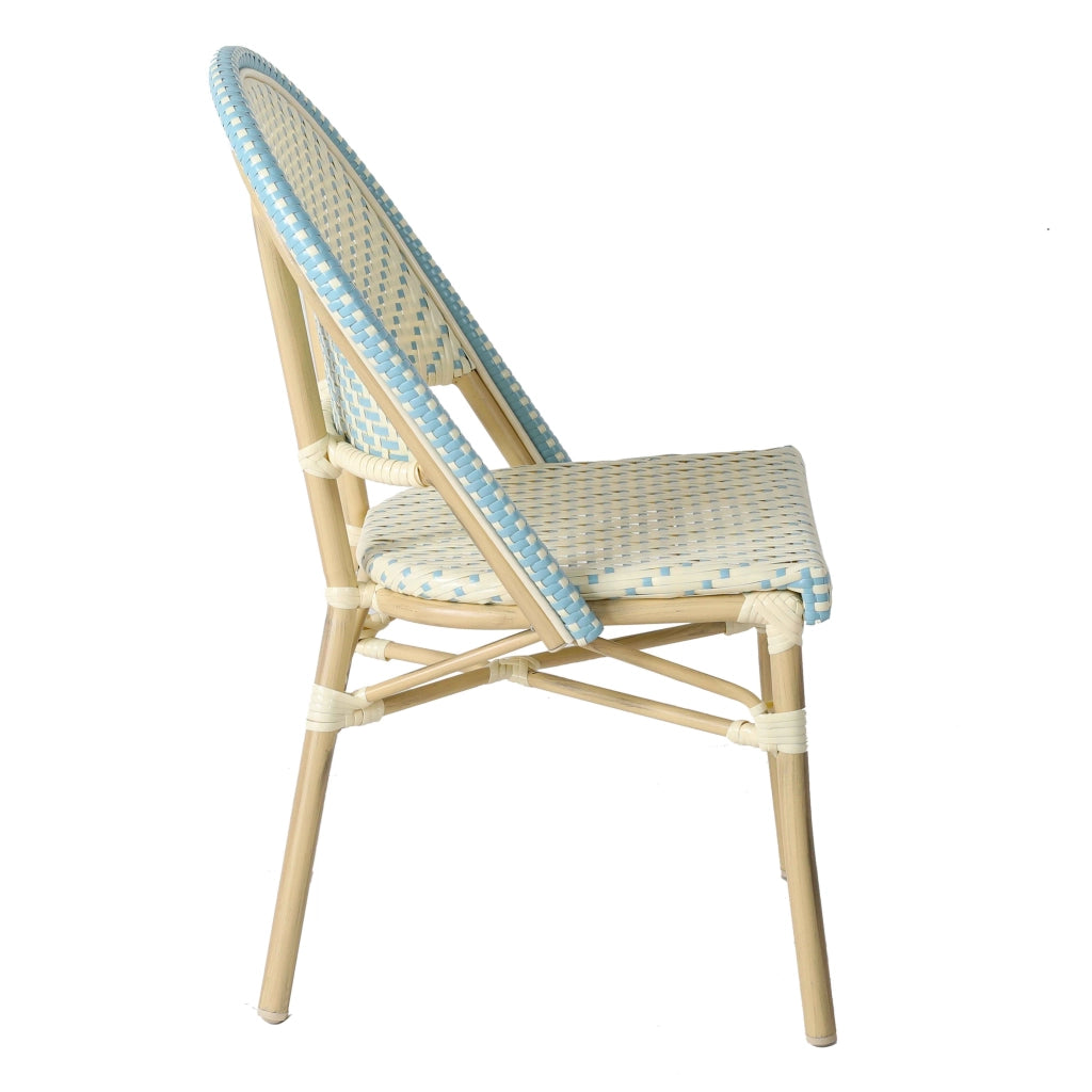 Sedia da giardino in rattan blu e alluminio