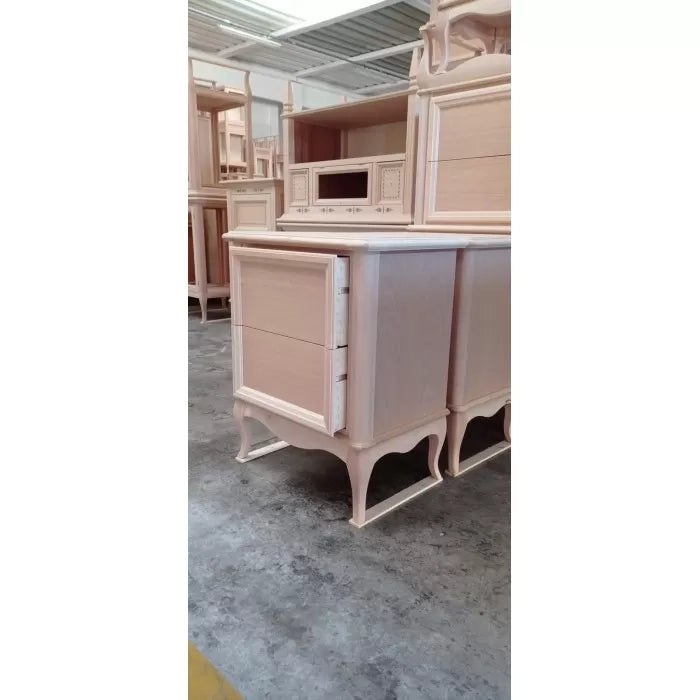 Comodino classico 2 cassetti legno grezzo 61x41x71 - Mobili 2G