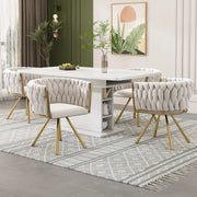 SEDIA Girevole 360° Set da 4 pezzi in velluto Beige e Oro