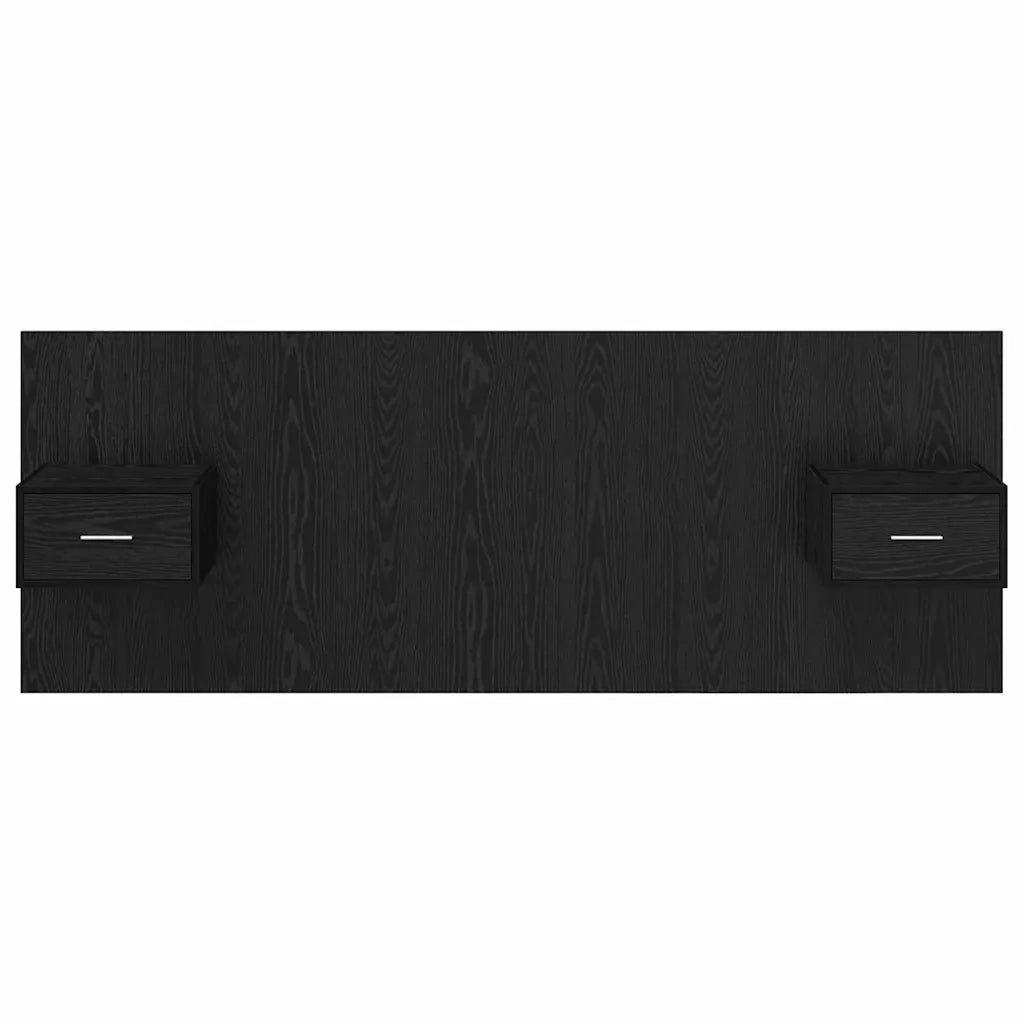 Testata con Comodino 3 pcs Rovere Nero Legno multistrato 3416091