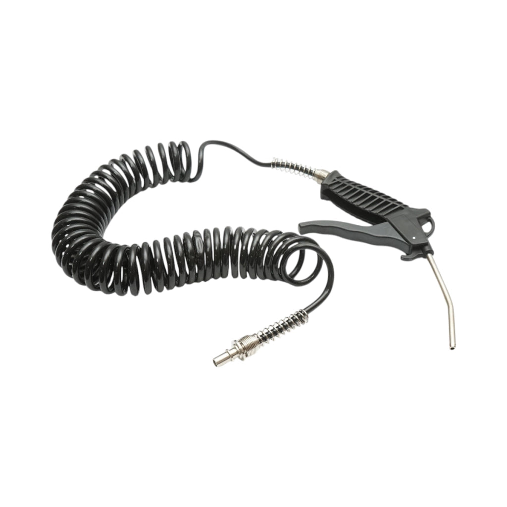 Pistola di soffiaggio ad aria compressa con ugello da 120 mm, tubo a spirale da 5 m e attacco rapido maschio da 1/4