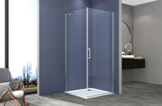 Box doccia 2 lati 90x100 cm fisso + porta 1 battente H200 cm cristallo 6mm profilo CROMATO LUCIO
