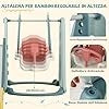 4 in 1 Set di Scivolo per Bambini, Parco Giochi con Altalena Canestro da Basket e Arrampicata, Pallone da Basket e Pompa, per Bambini 18 Mesi +, 198x149x96 cm