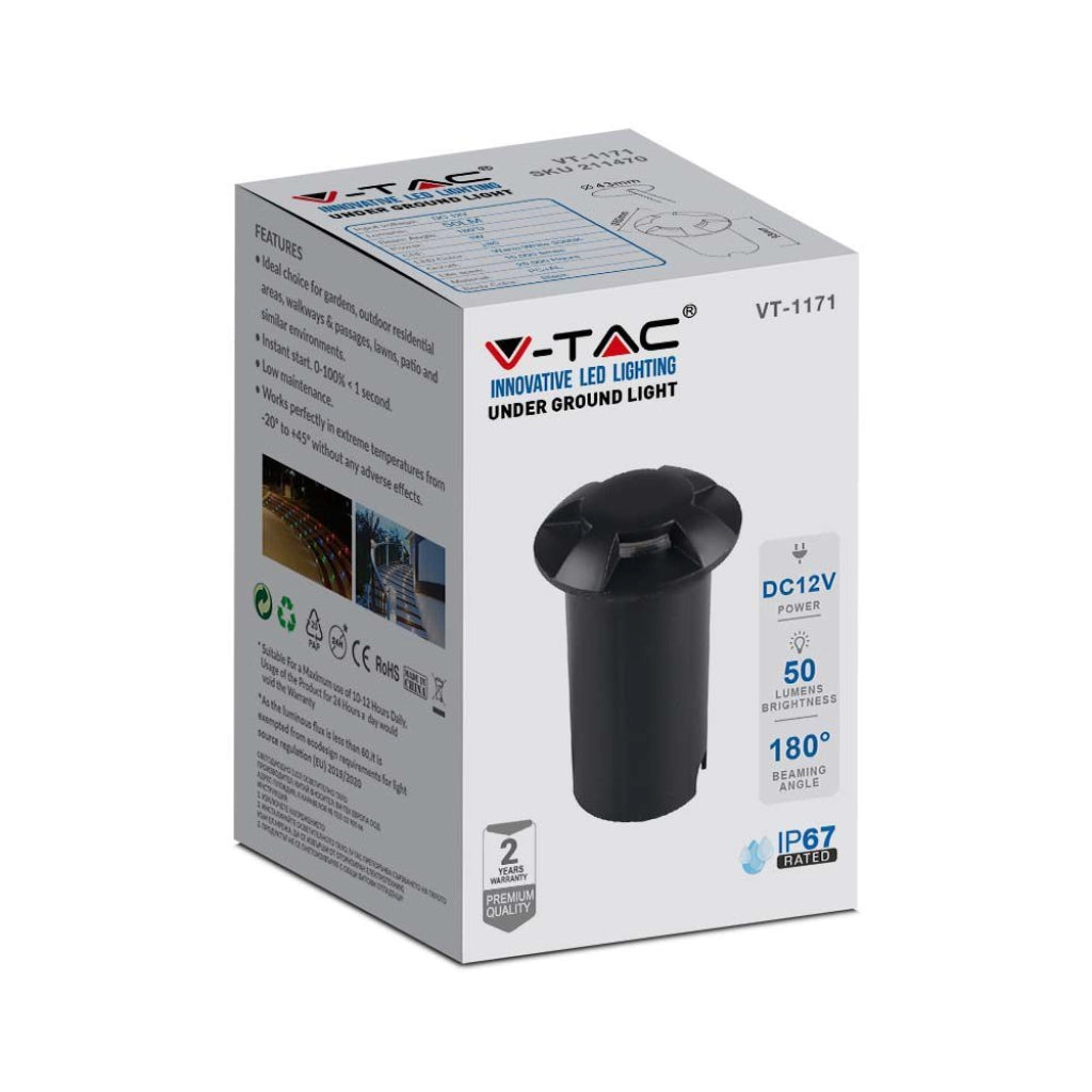Faretti Segnapasso Led 1W da incasso per esterno Step Light Black 4way 3000K