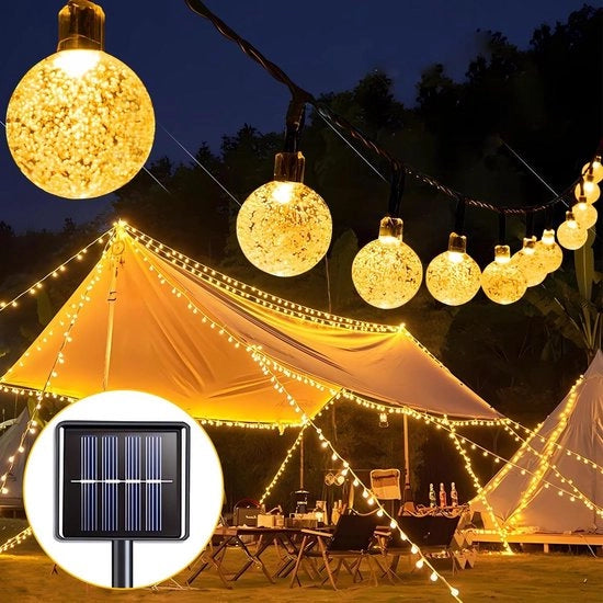 Cavo di Illuminazione Solare per Esterno 11 Metri - Illuminazione Esterna per Giardino - IP44 Resistente all'Acqua - Giardino Terrazza Balcone Festa Decorazioni (Bianco Caldo)