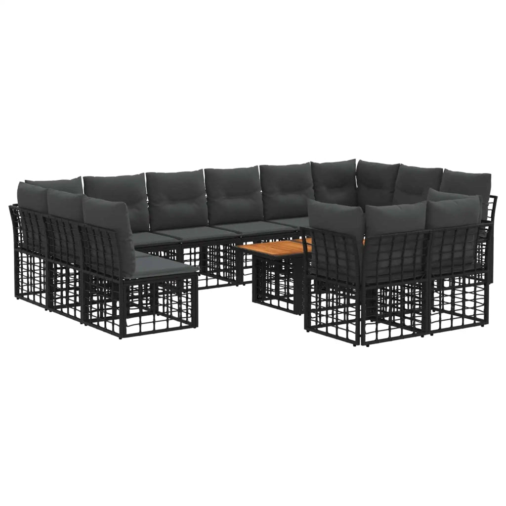 Set Divano da Giardino 13 pz Nero e Grigio scuro polyrattan 3437921