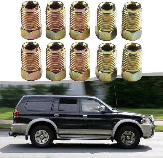 Fittingi per rimessa M10x1.0 - 10 pezzi - Adatto per tubi 3/16 pollici - Acciaio galvanizzato - Resistente all'ossidazione - Per auto/autocarri - Fittingi