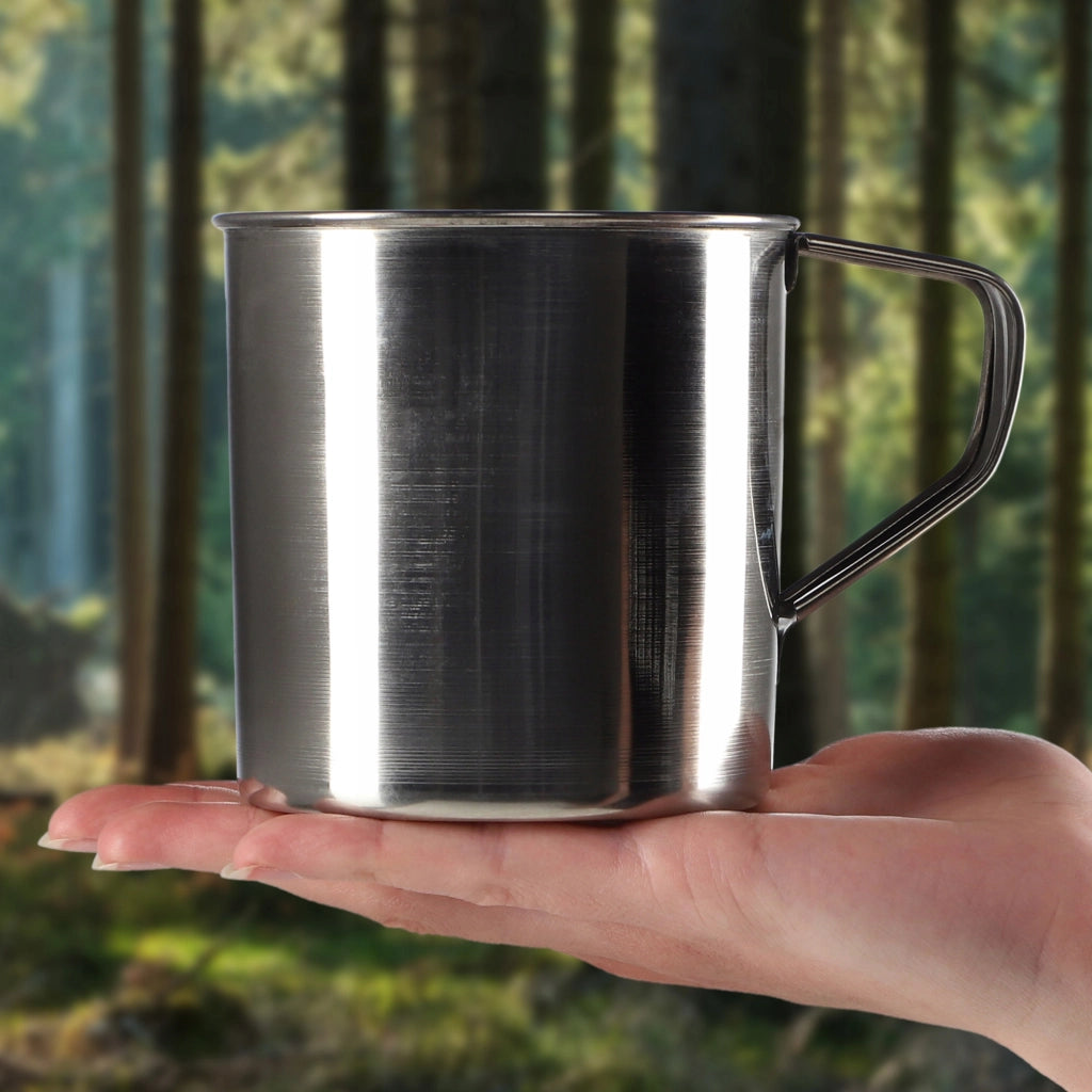 Tazza da turista in acciaio KADAX 500 ml 0,5 l Pentola da pesca in metallo con manico