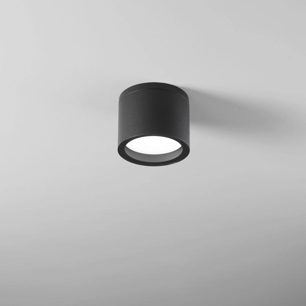PLAFONIERA TOWER NERA TONDA 1 LUCE ATTACCO GX53 IP54 9X7,2CM