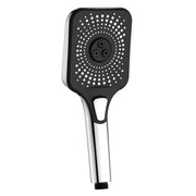 Doccia cromata e nera con pulsante 3 getti - Serie Vortex Square