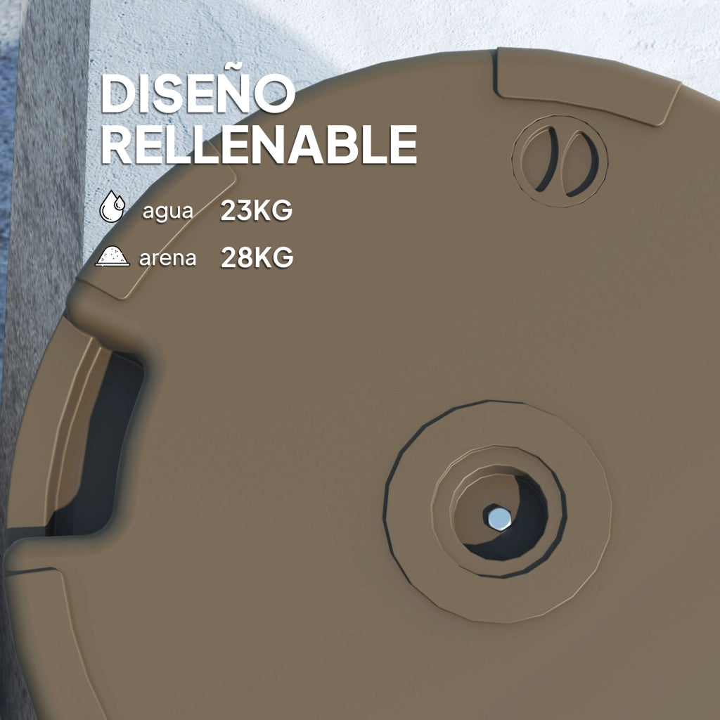 Base per Ombrellone da Giardino Riempiabile ¨C Zephmum ¨C 28 kg Sabbia 23 L Acqua ?55x30 cm Marrone
