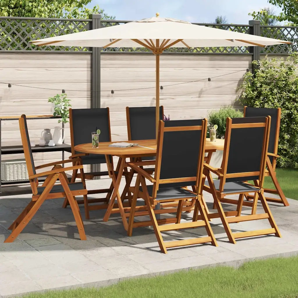 Sedie Giardino Pieghevoli 6pz Legno Massello Acacia e Textilene