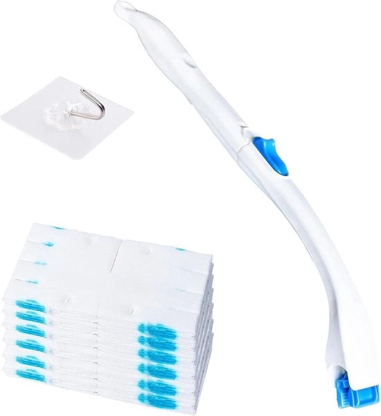 Set di spazzole per il water con manico a gancio e 12 spugne di pulizia da gettare - Pulizia profonda in bagno