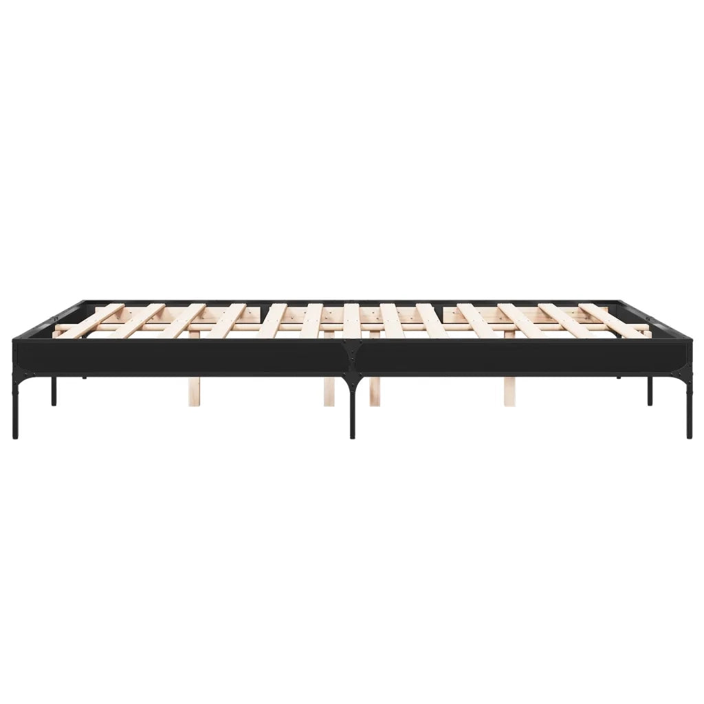 Giroletto-Struttura Letto Nero 140x200 cm in Legno Multistrato e Metallo 160001
