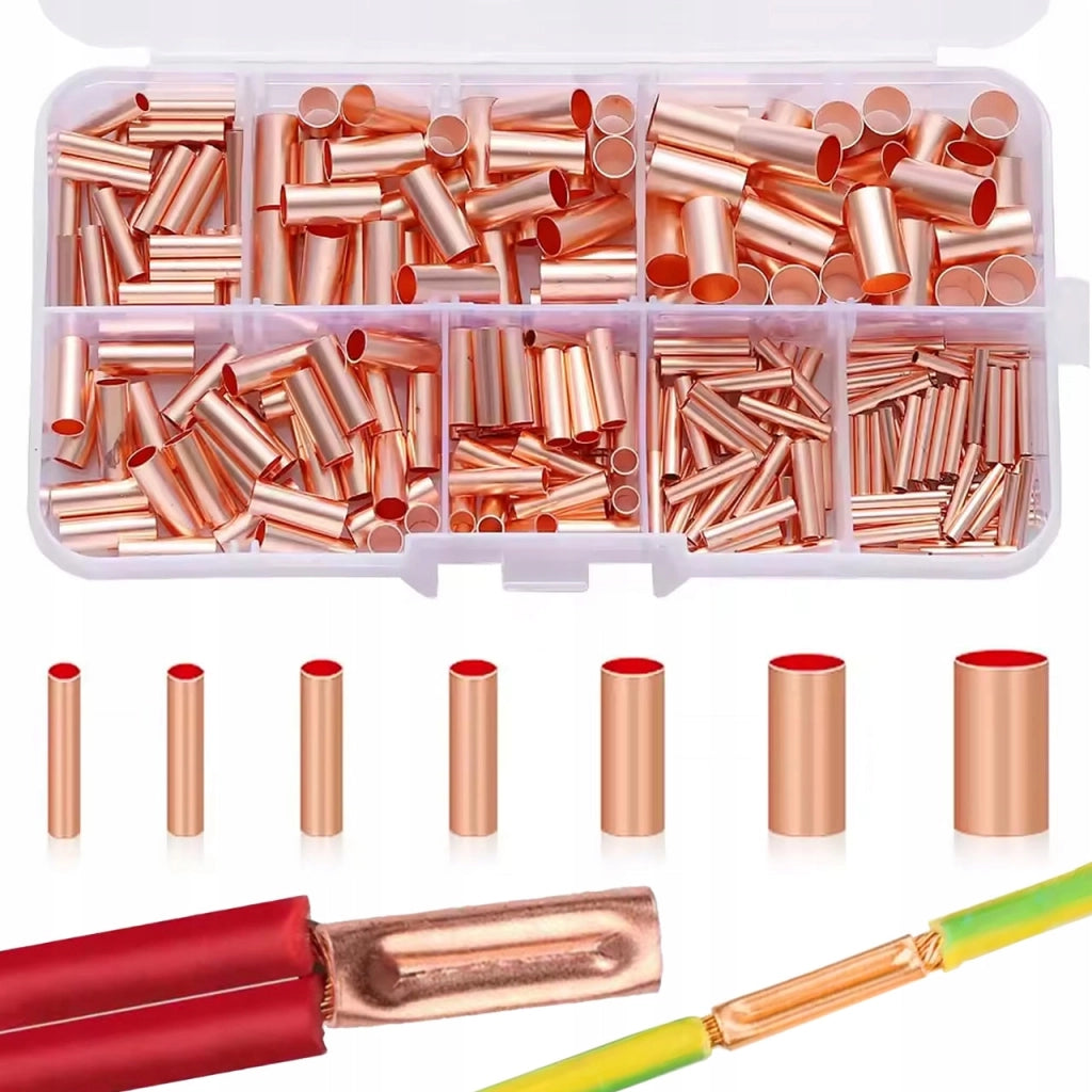 Tubi di Rame GT250 – Set 250 Pezzi | 2–22 mm² | Per Saldatura e Crimpatura | Elettricità, Industria, Auto