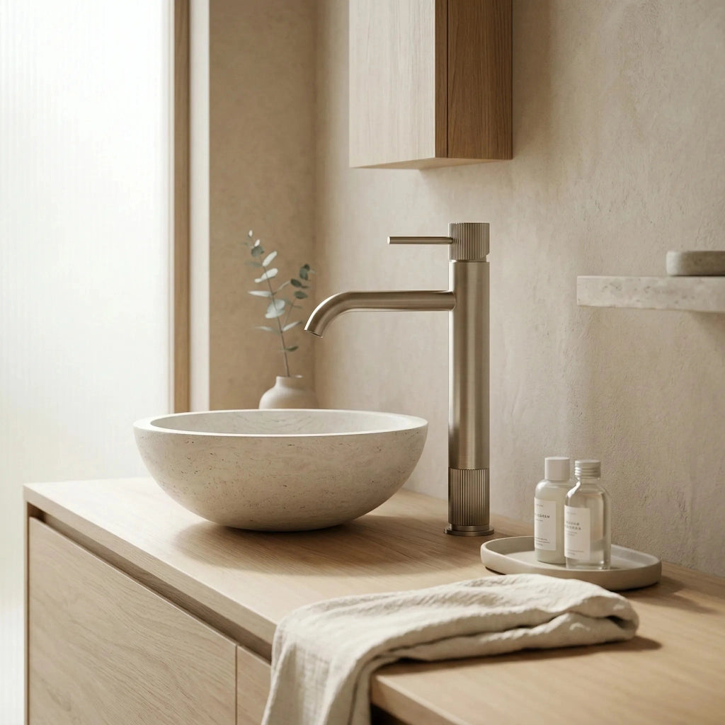 Rubinetto Da Bagno Rea Lungo Stripe Brush Nickel